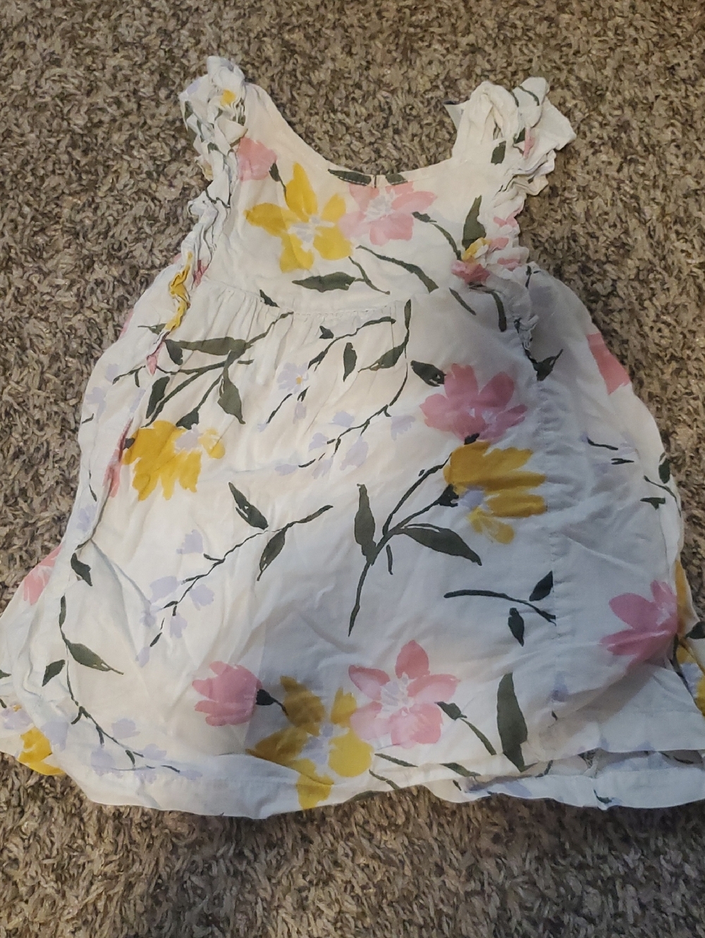 Old Navy White Floral Dress with Pink & Yellow Blooms